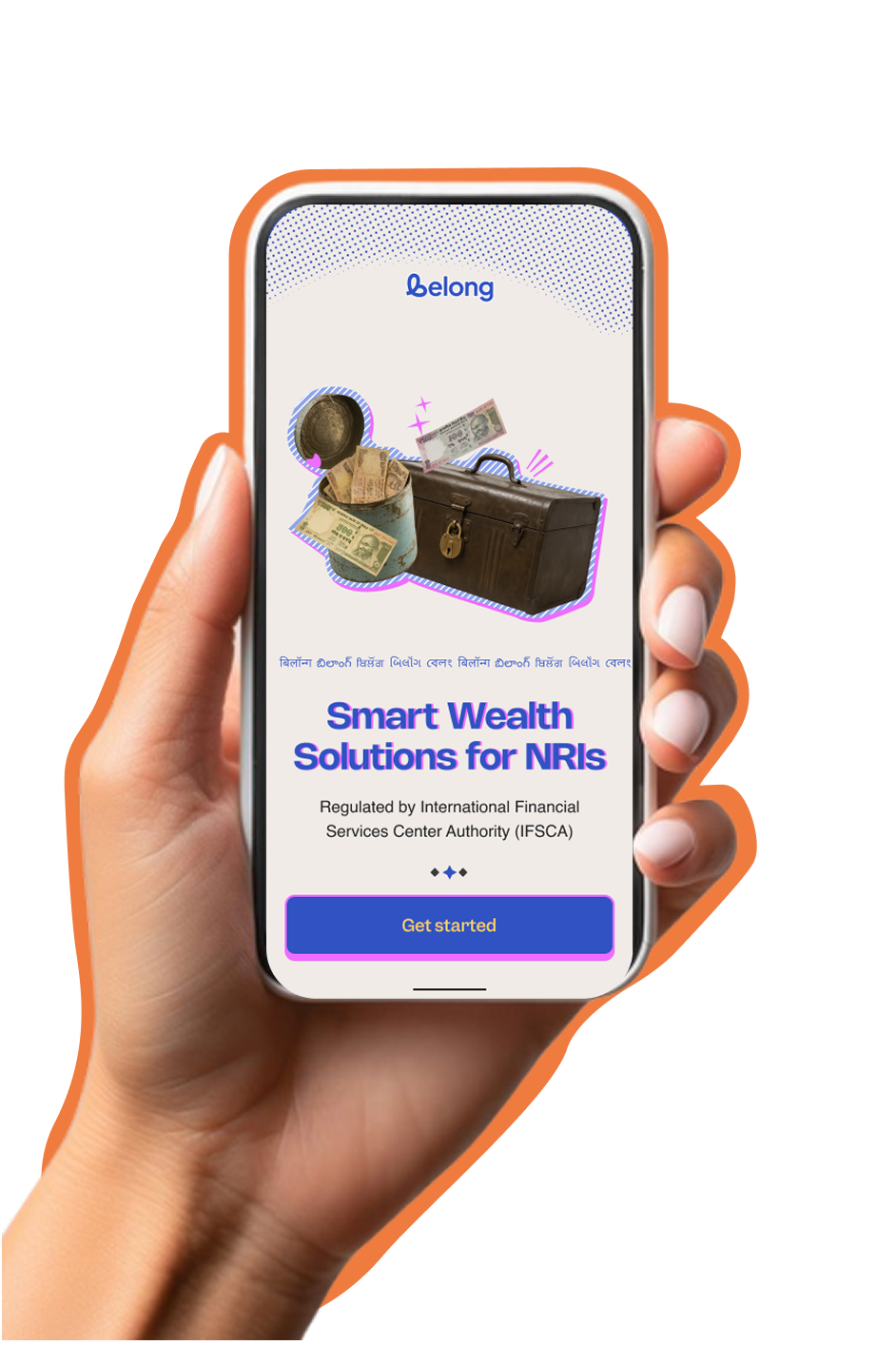 Belong investment app logo shown on a mobile phone