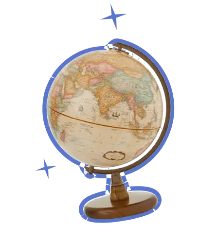 Colorful globe icon representing residential status